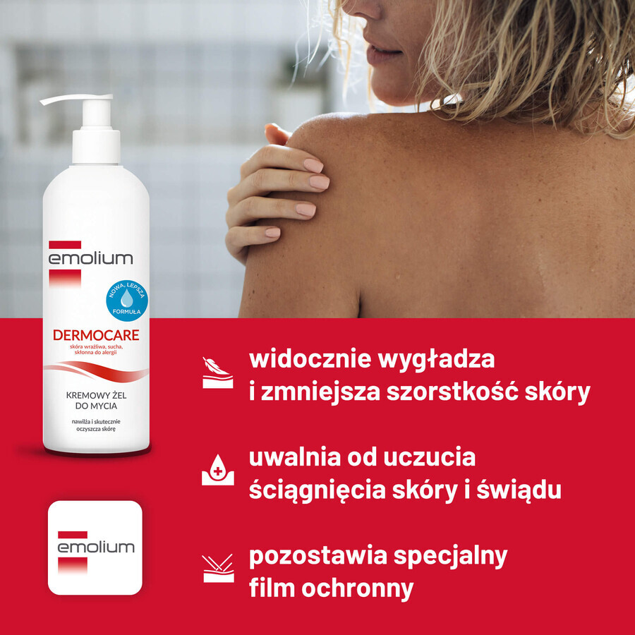 Emolium Dermocare set, émulsion pour le corps, 400 ml + gel lavant crémeux, 400 ml + émulsion pour le bain, 50 ml gratuit