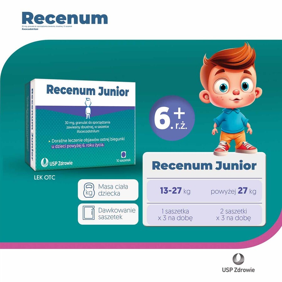 Recenum Junior, 30 mg, Granulat zur Herstellung einer Suspension zum Einnehmen, ab 6 Jahren, 10 Portionsbeutel