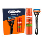 Gillette Fiusion 5 set, maquinilla de afeitar, 1 pieza + gel de afeitar, 200 ml