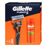 Gillette Fiusion 5 set, maquinilla de afeitar, 1 pieza + gel de afeitar, 200 ml