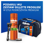 Gillette Proglide Set, scheermes, 1 st + mesje, 1 st + scheergel, 200 ml + cosmetisch tasje, 1 st