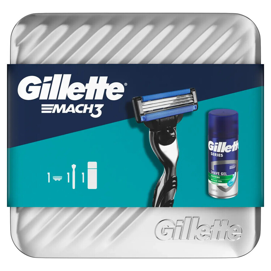 Gillette Mach 3 Set, rasoir, 1 pièce + gel de rasage, 75 ml