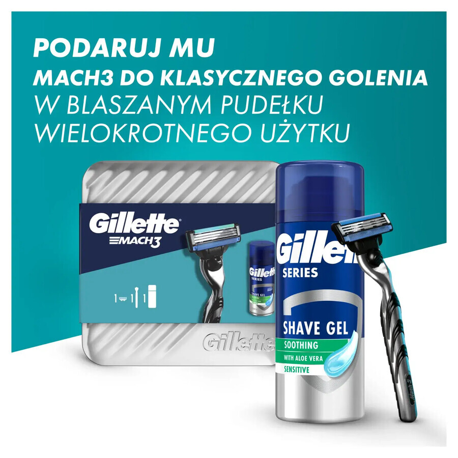 Gillette Mach 3 Set, rasoir, 1 pièce + gel de rasage, 75 ml