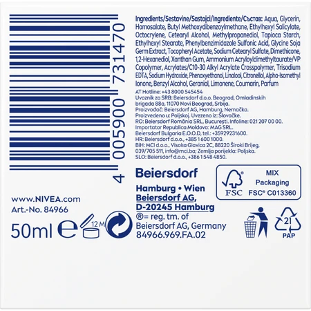 Nivea, crème anti-rides modelante 65+, jour, SPF 30, 50 ml