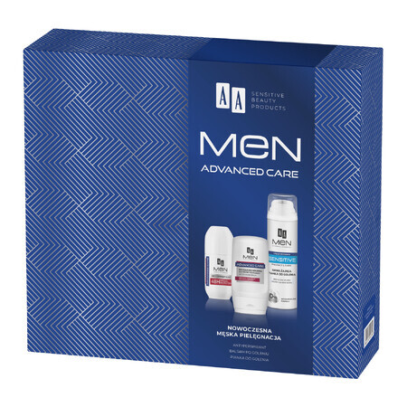 AA Men Advanced Care Men's Mature Skin Care Kit, Rasierschaum, 250 ml + Aftershave-Balsam, 100 ml + Antitranspirant, Strong Protection, 50 ml