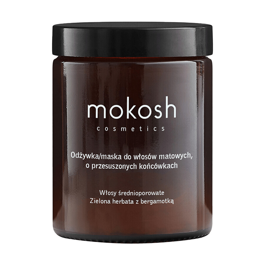 Mokosh, masque conditionneur pour cheveux ternes avec pointes sèches, thé vert à la bergamote, 180 ml