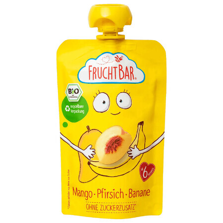 Fruchtbar Bio mousse de fruits en tube, banane, pêche, mangue, après 6 mois, 100 g