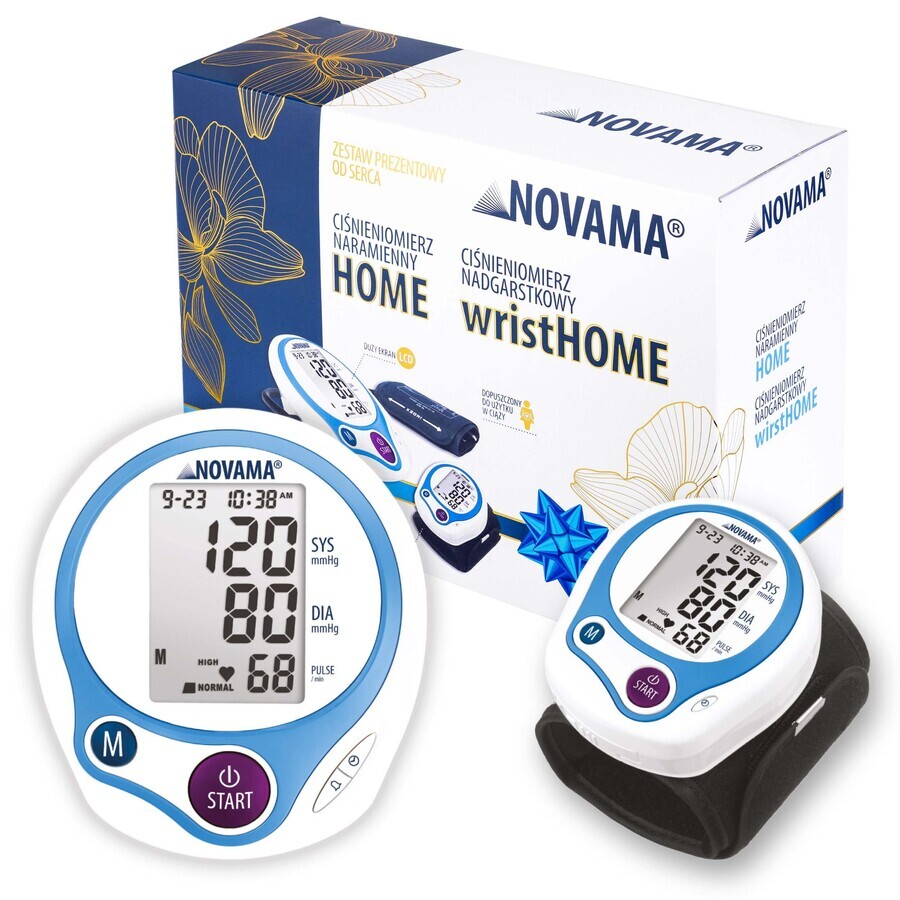 Novama Home Kit, Oberarm-Blutdruckmessgerät + Wrist Home, automatisches Blutdruckmessgerät für das Handgelenk