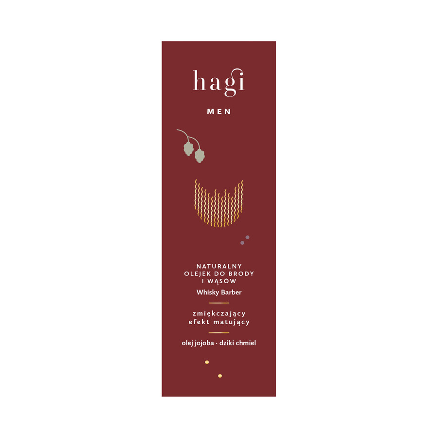 Hagi Men Whisky Barber, huile naturelle pour barbe et moustache, 30ml