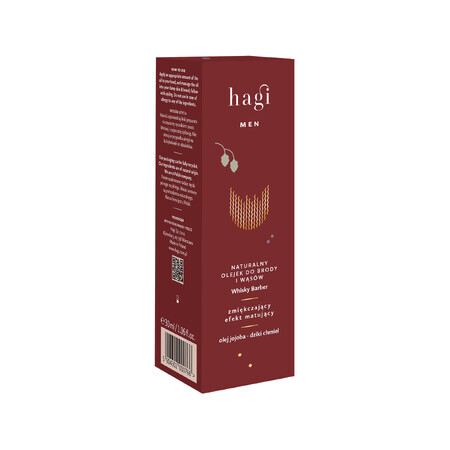 Hagi Men Whisky Barber, huile naturelle pour barbe et moustache, 30ml