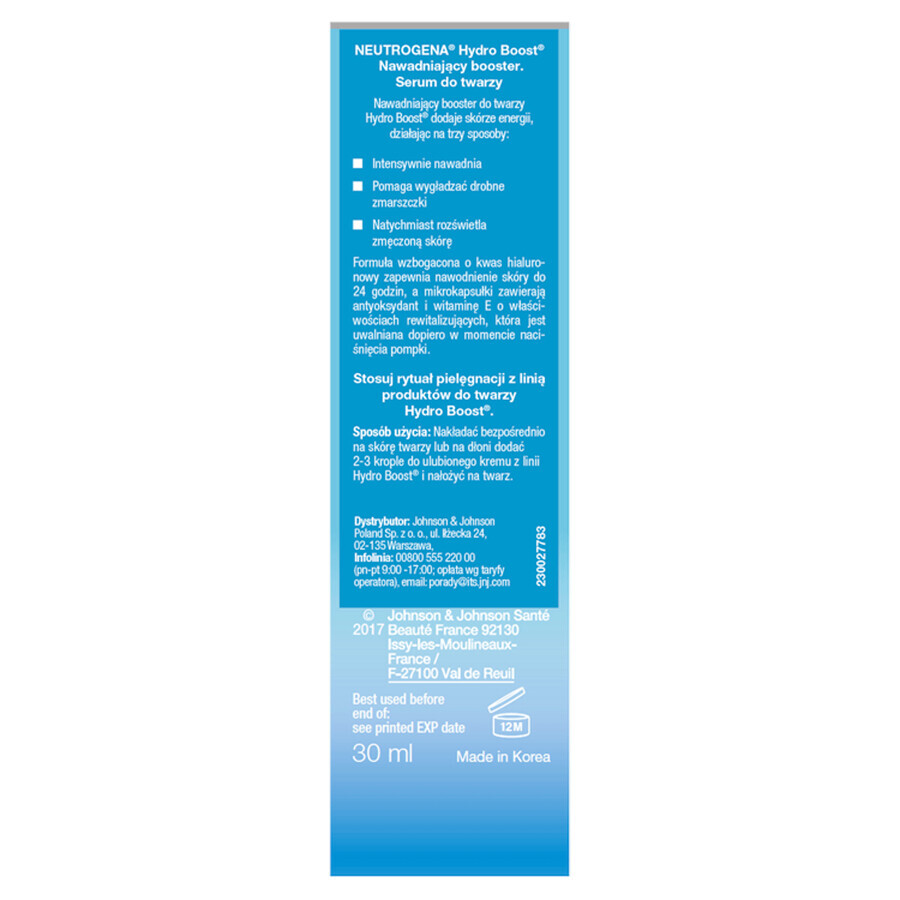 Neutrogena Hydro Boost, hydrating booster for the face, 30 ml