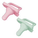 Dr Brown's Happy Paci, speen in de vorm van een fopspeen, silicone, roze/groen, 0-6 maanden, 2 stuks