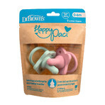 Dr Brown's Happy Paci, speen in de vorm van een fopspeen, silicone, roze/groen, 0-6 maanden, 2 stuks