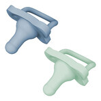 Dr Brown's Happy Paci, tettarella per biberon a forma di calmante, in silicone, blu/verde, 0-6 mesi, 2 pezzi