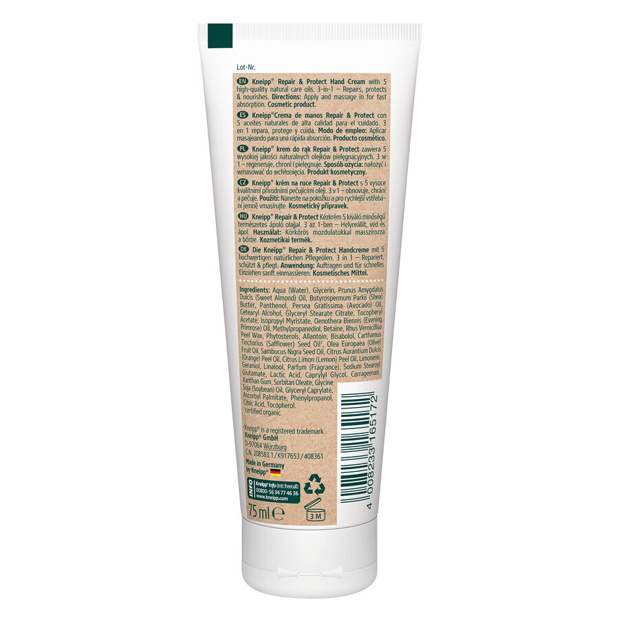 Kneipp Repair &amp; Protect, 3-in-1 handcrème, avocado en shea, 75 ml