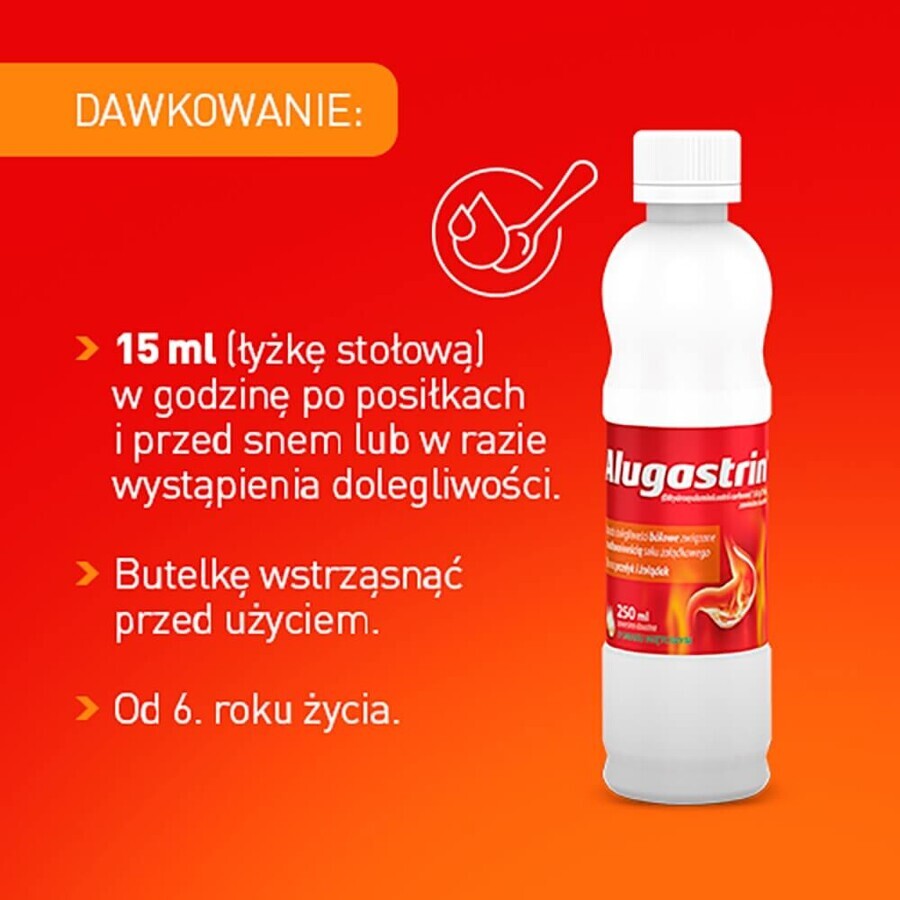 Alugastrin 1,02 g/ 15 ml, suspensie orală, aromă de mentă, 250 ml