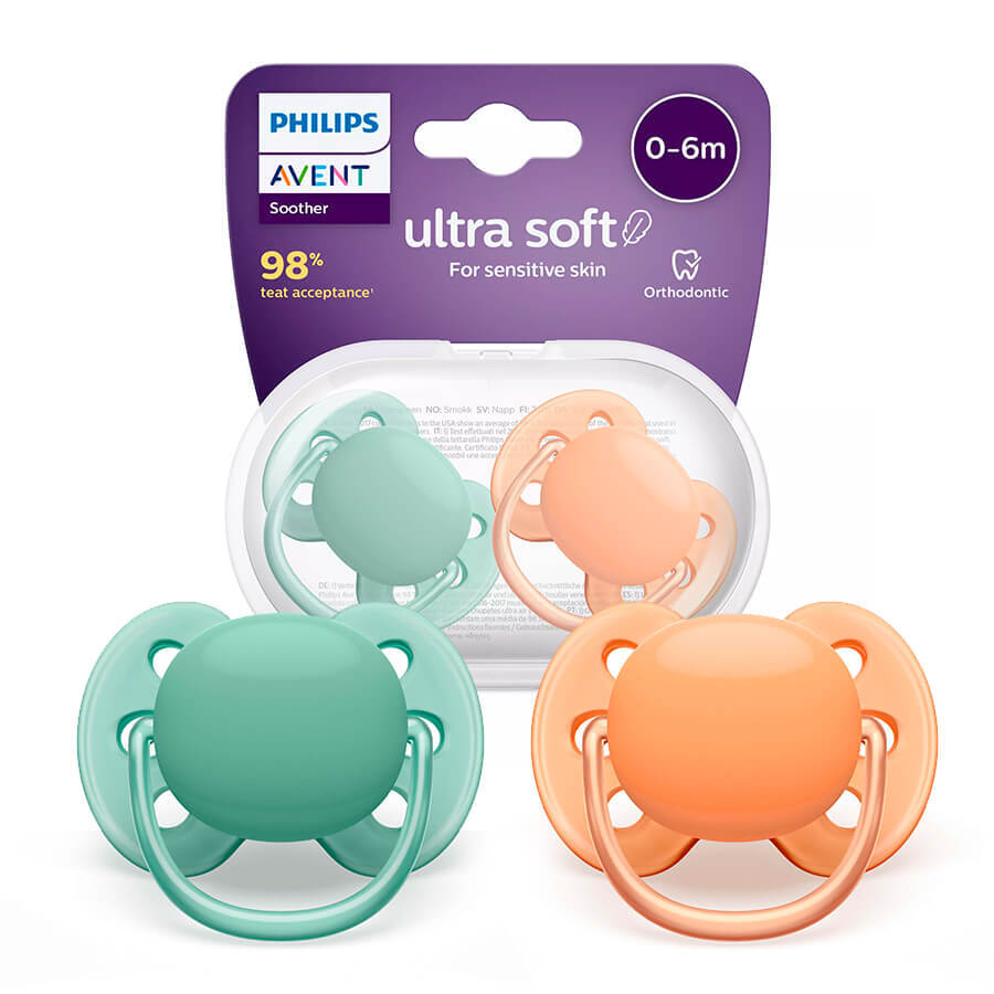 Avent Ultra Soft, Schnuller, Silikon, symmetrisch, neutral, SCF091/03, 0-6 Monate, 2 Stück