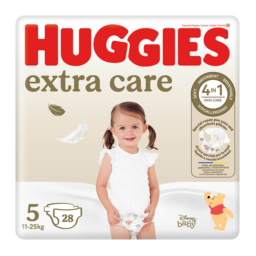 Huggies Extra Care, couches, Disney, taille 5, 11-25 kg, Jumbo, 28 pcs