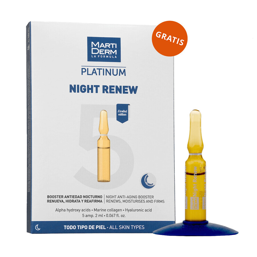 Set mit kostenlosen MartiDerm Shots Retinol Renew, Gesichtsserum, 20 ml + Platinum Night Renew, Nacht-Booster, 2 ml x 5 Ampullen