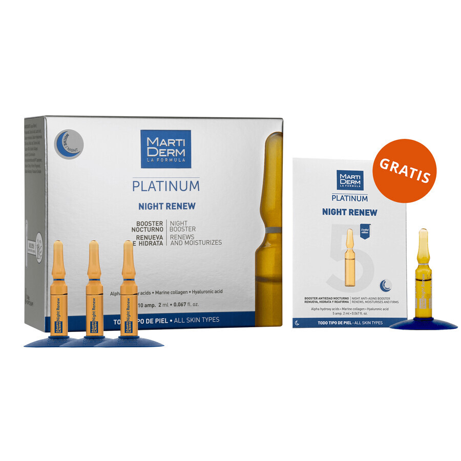 Set with free MartiDerm Platinum Night Renew, night booster, 2 ml x 10 ampoules + 5 ampoules