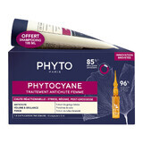 Phytocayne set, traitement de la chute des cheveux pour les femmes, ampoules de réaction, 12 x 5 ml + shampooing, 100 ml