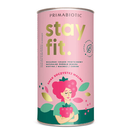 Primabiotic Stay Fit, veganer Proteinshake, saftiger Himbeergeschmack, 500 g