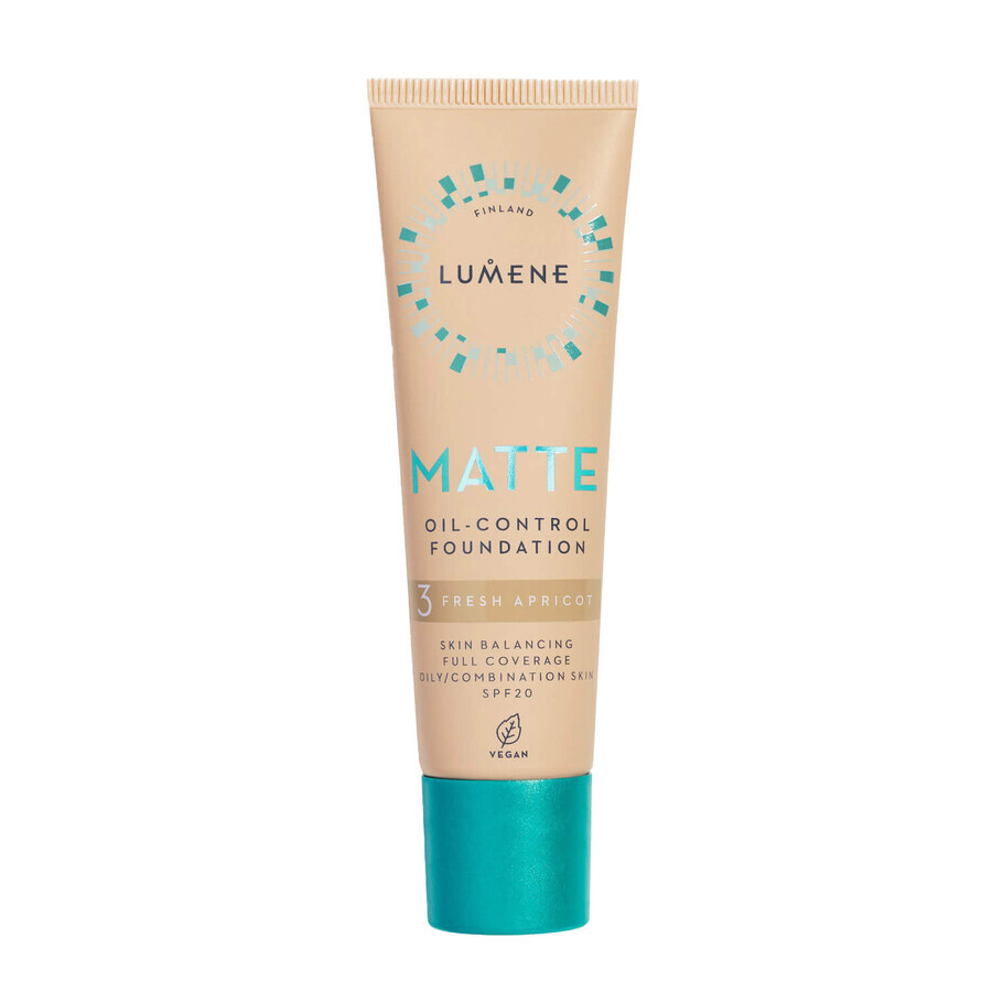 Lumene Matte, mattifying foundation, No. 3 Fresh Apricot, 30 ml