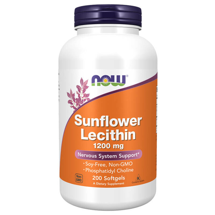 Now Foods Lecitina di girasole, lecitina di semi di girasole 1200 mg, 200 capsule molli