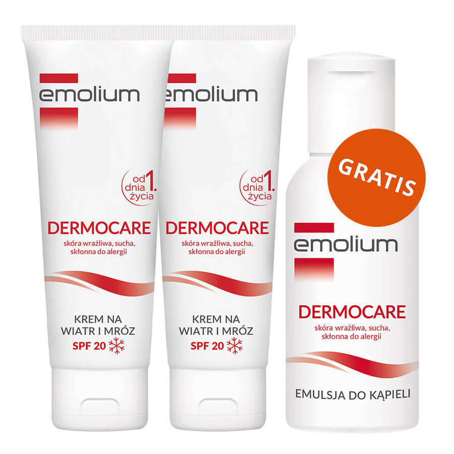 Emolium Dermocare Wind & Frost Cream Set From Day 1 SPF 20 2 x 75ml + Bath Emulsion 50ml Free