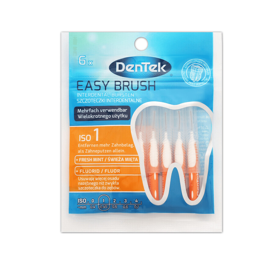 DenTek Easy Brush, Interdentalbürsten, Größe 1, 0,45 mm, 6 Stück