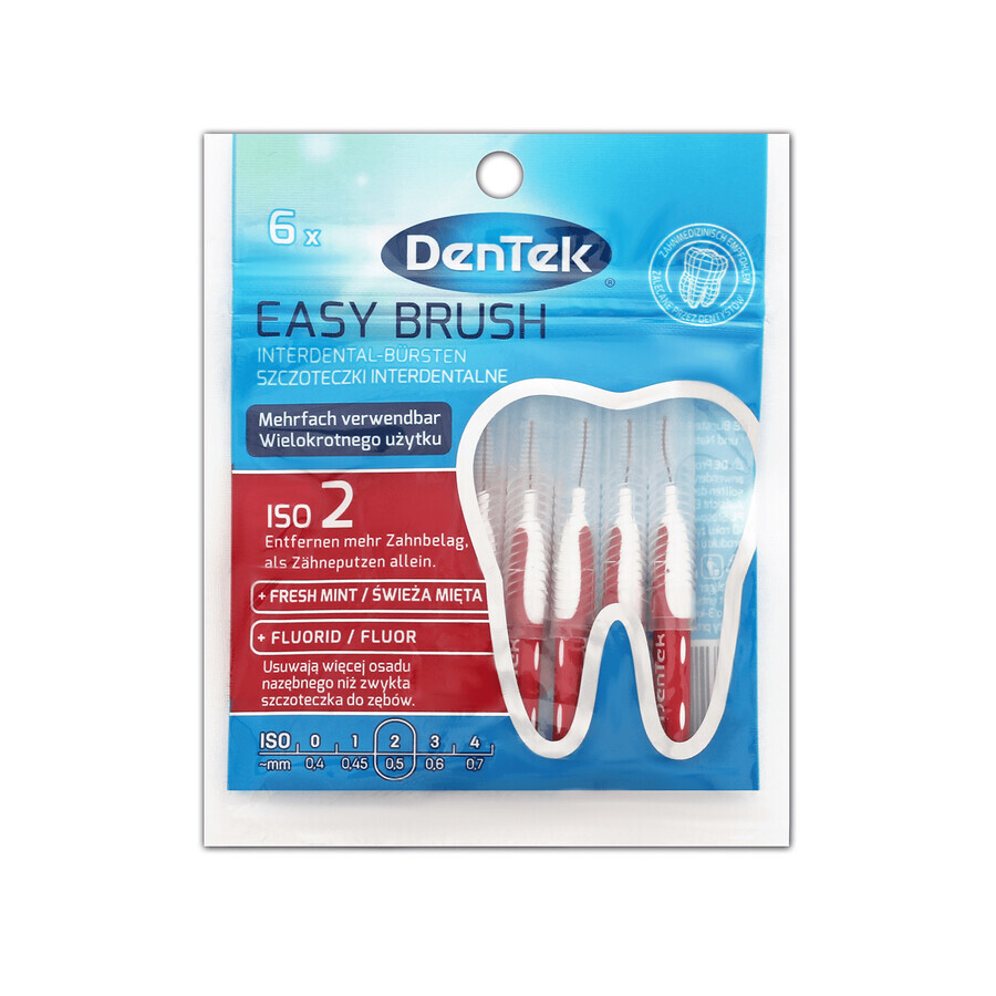 DenTek Easy Brush, Interdentalbürsten, Größe 2, 0,5 mm, 6 Stück