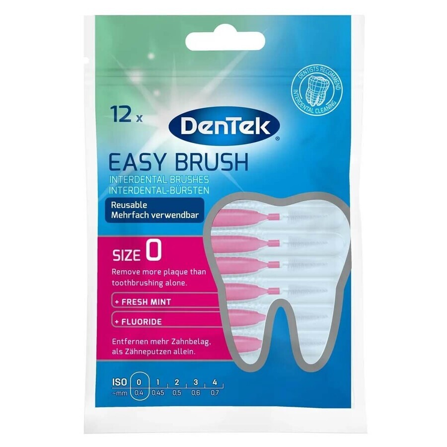 DenTek Easy Brush, Interdentalbürsten, Größe 0, 0,4 mm, 12 Stück