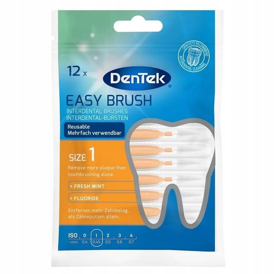 DenTek Easy Brush, Interdentalbürsten, Größe 1, 0,45 mm, 12 Stück