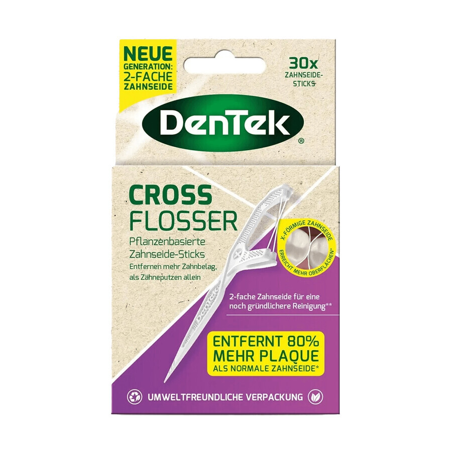 DenTek Cross Flosser, Zahnstocher mit Zahnseide, 30 Stück