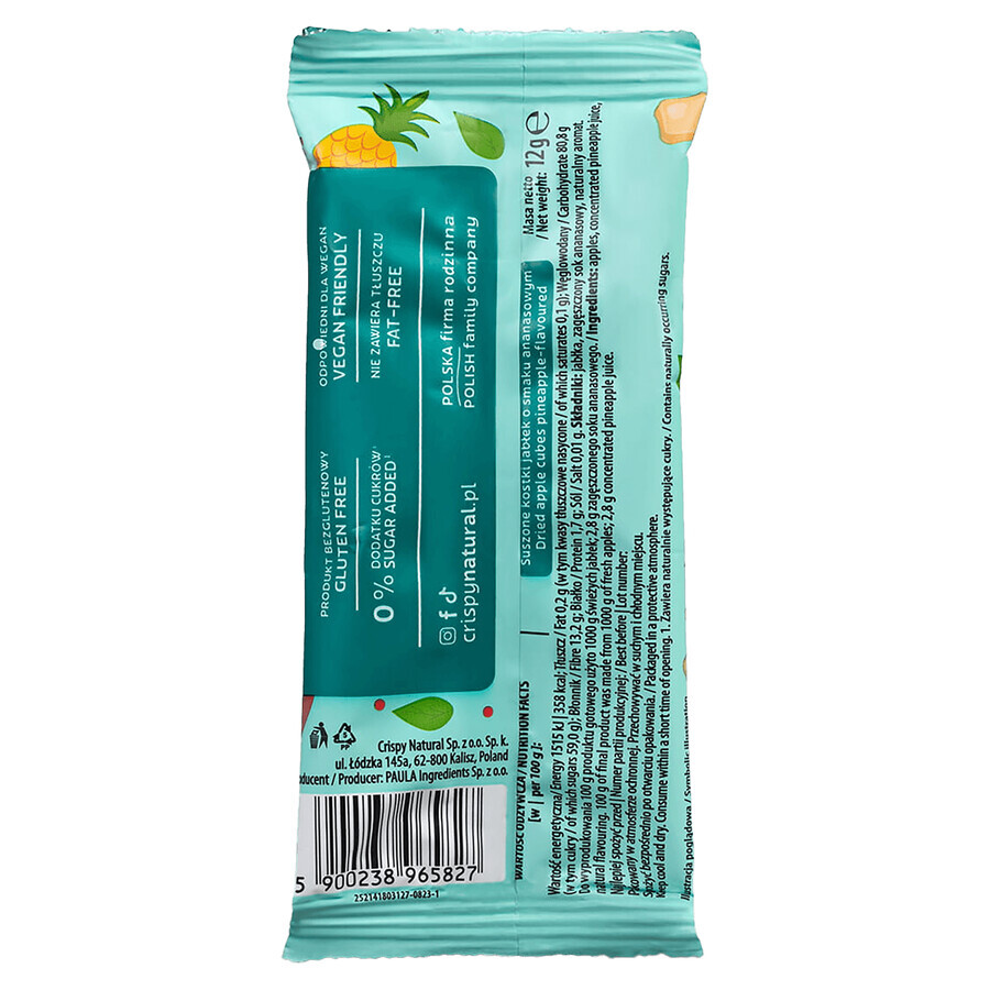 Crispy Natural, cubes de pommes séchées au goût d'ananas, 12 g