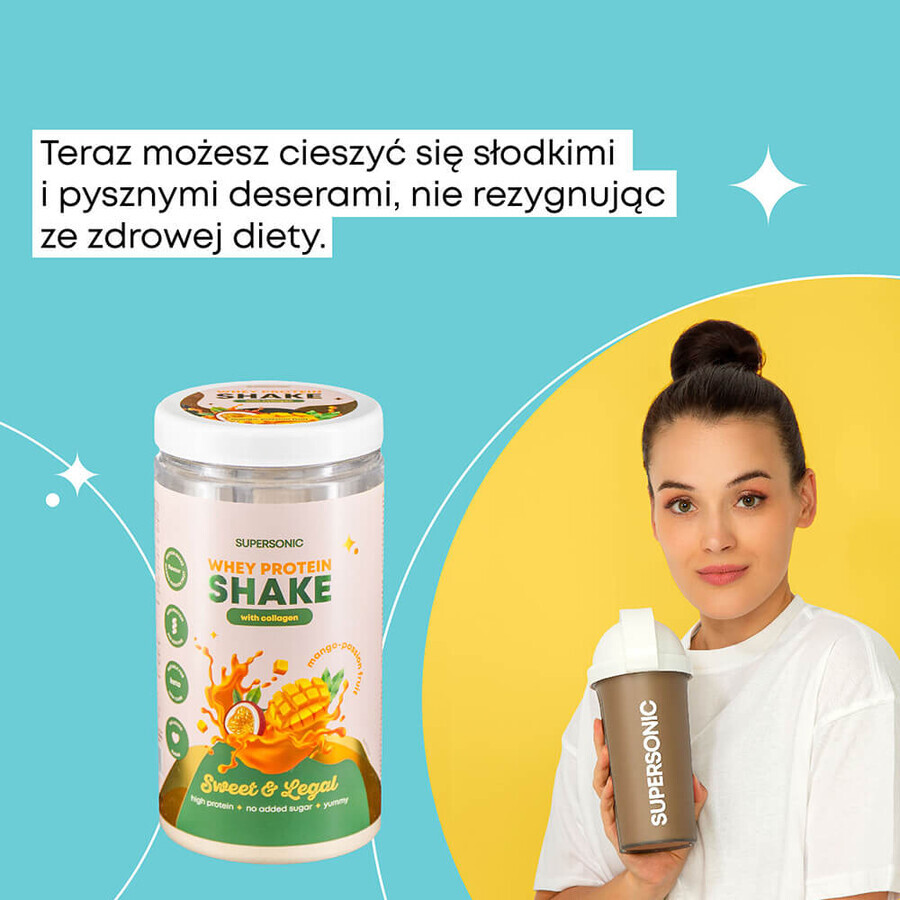 Supersonic, eiwitshake met collageen, mango-maracuja smaak, 560 g