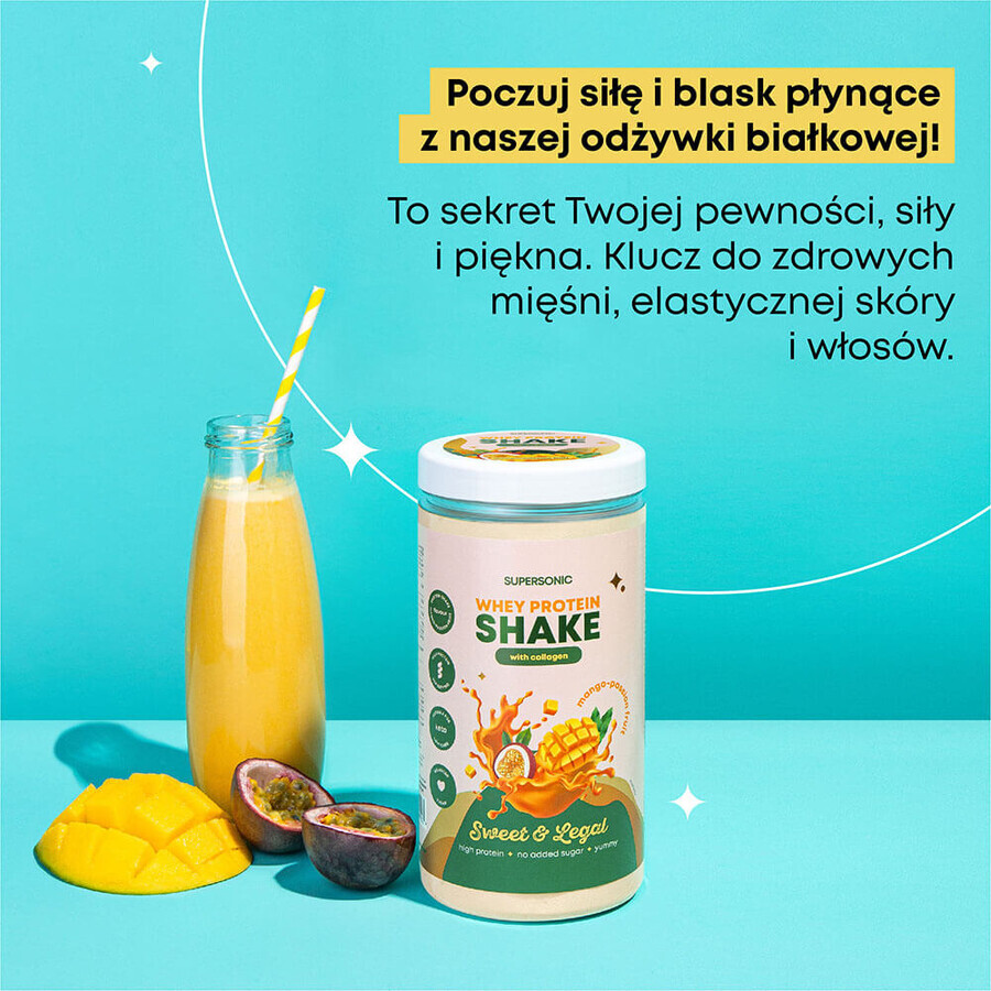 Supersonic, eiwitshake met collageen, mango-maracuja smaak, 560 g