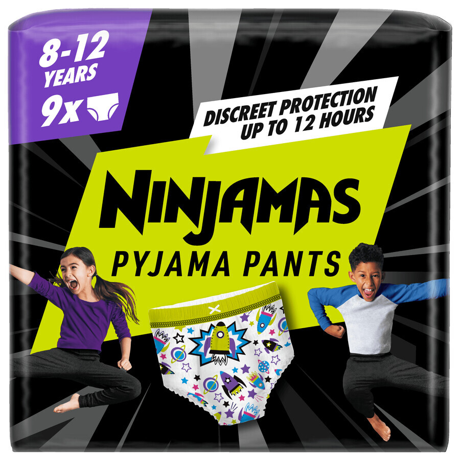 Pampers Ninjamas Pyjama-Hose, Windeln für Jungen, 8-12 Jahre, 27-43 kg, 9 Stück