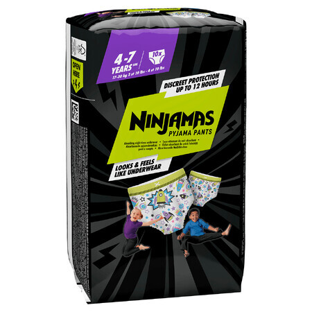 Pampers Ninjamas Pyjama-Hose, Windeln für Jungen, 4-7 Jahre, 17-30 kg, 10 Stück