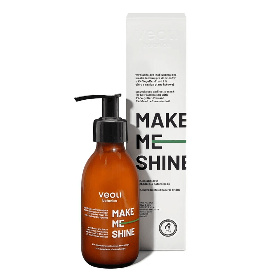 Veoli Botanica Make Me Shine, gladmakend en hydraterend gelamineerd haarmasker, 140 ml