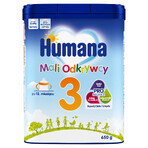 Set Humana 3 Little Explorers, lapte praf, după 12 luni, 2 x 650 g + șervețele umede, 56 gratuit