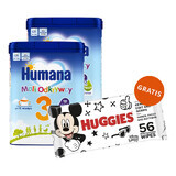 Humana 3 Little Explorers Set, Milchgetränkepulver, ab 12 Monate, 2 x 650 g + Feuchttücher, 56 gratis