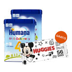 Humana 4 Little Explorers Set, Milchgetränkepulver, ab 24 Monate, 2 x 650 g + Feuchttücher, 56 gratis