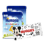 Humana 4 Little Explorers Set, Milchgetränkepulver, ab 24 Monate, 2 x 650 g + Feuchttücher, 56 gratis