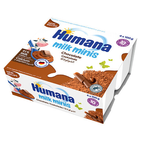 Humana Milk Minis Dessert, pudding au chocolat, après 10 mois, 4 x 100 g