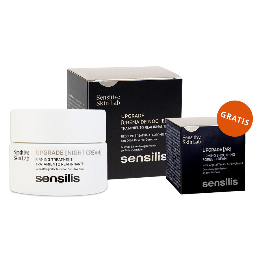 Sensilis Upgrade, straffende und faltenkorrigierende Nachtcreme, 50 ml + Upgrade AR, straffende und beruhigende Sorbetcreme, 5 ml gratis