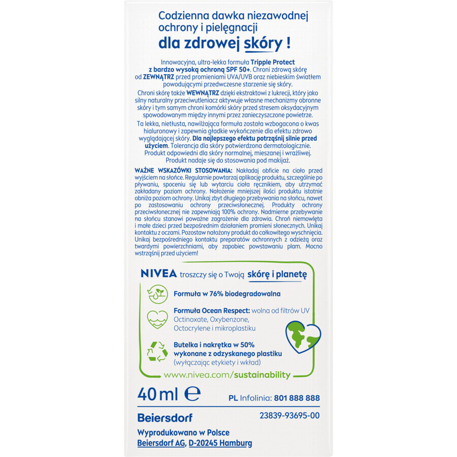 Nivea Sun Tripple Protect, Gesichtsfluid, SPF 50+, 40 ml