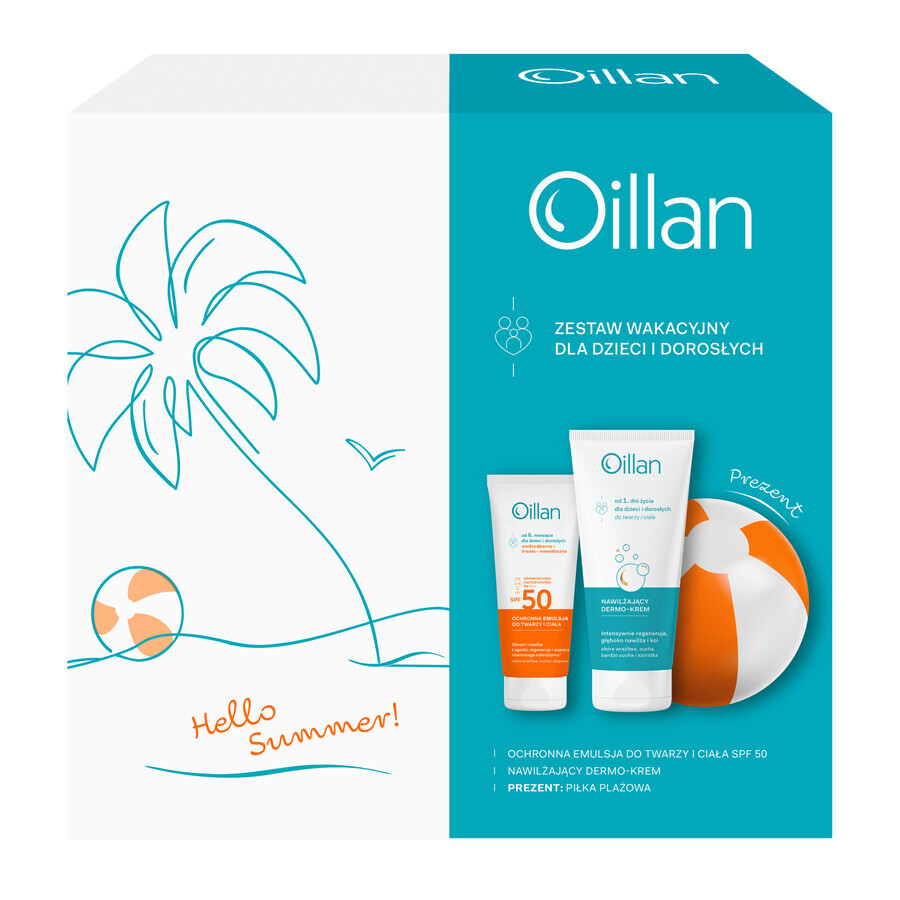 Oillan Sun Set, Face and Body Protective Emulsion, SPF 50, 100ml + Dermo-Moisturizer, From Day 1, 200ml Free