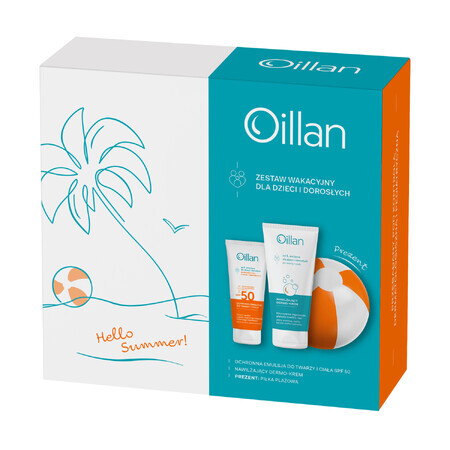 Oillan Sun Set, Face and Body Protective Emulsion, SPF 50, 100ml + Dermo-Moisturizer, From Day 1, 200ml Free