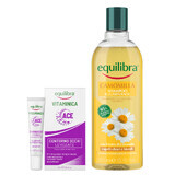 Equilibra Vitaminica Set, glättende Augencreme, 15 ml + Camomila, aufhellendes Kamillen-Shampoo, 300 ml